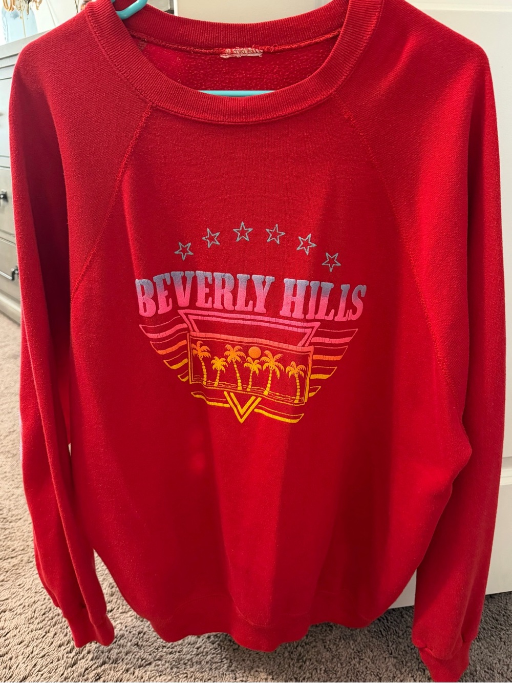 Vintage Beverly Hills Graphic Crewneck Sweater - Red